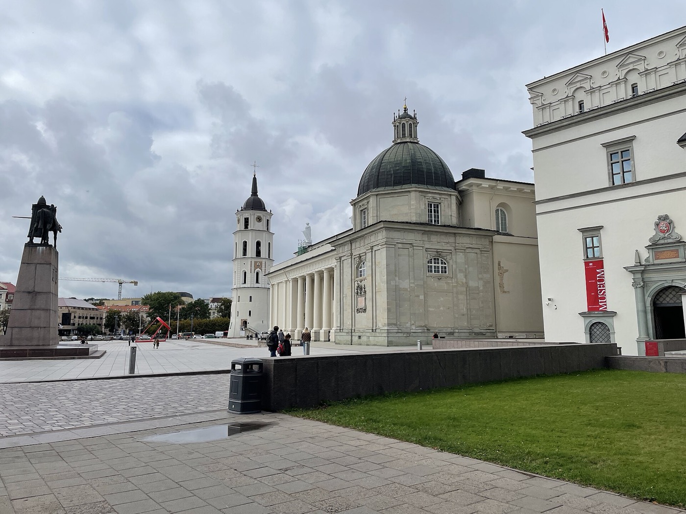 Cathedral Square in Vilnius: the cathedral, its bell tower, the Gediminas monument and the Palace of the Grand Dukes
